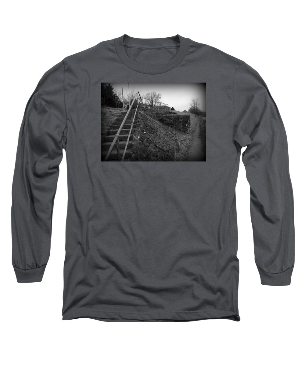 Black And White Long Sleeve T-Shirt featuring the photograph Stairs by Lukasz Ryszka