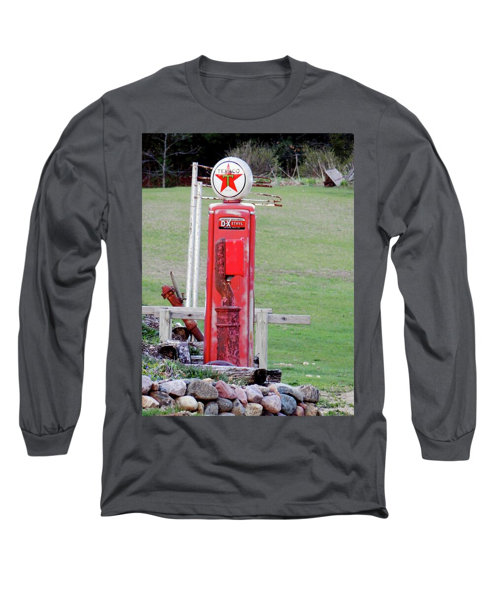 Antique Gas Pump Long Sleeve T-Shirt featuring the photograph Star Service by Wild Thing