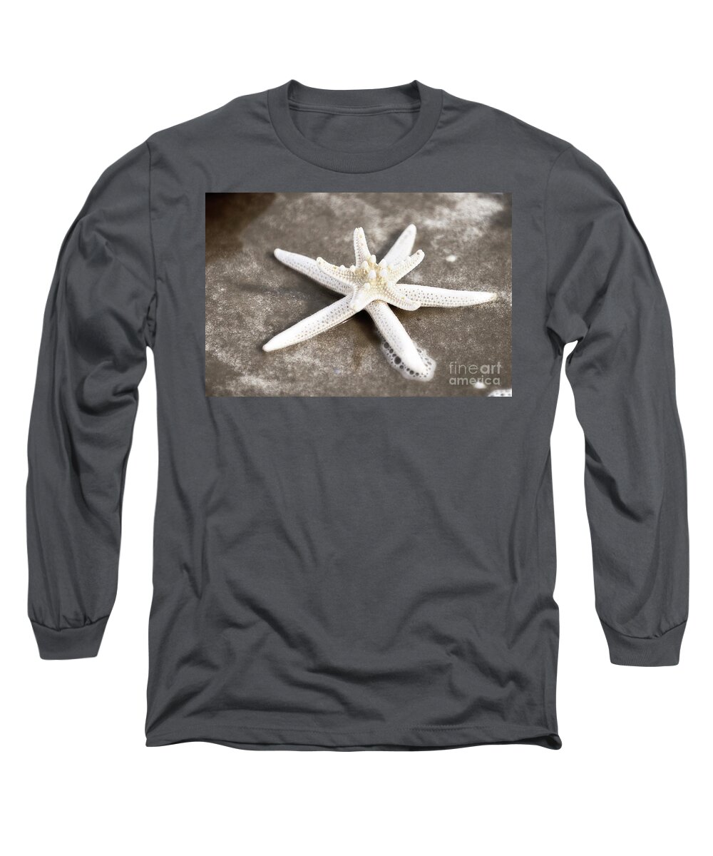 Star Fish Long Sleeve T-Shirt featuring the painting Starfish and Bubbles by Constance Woods