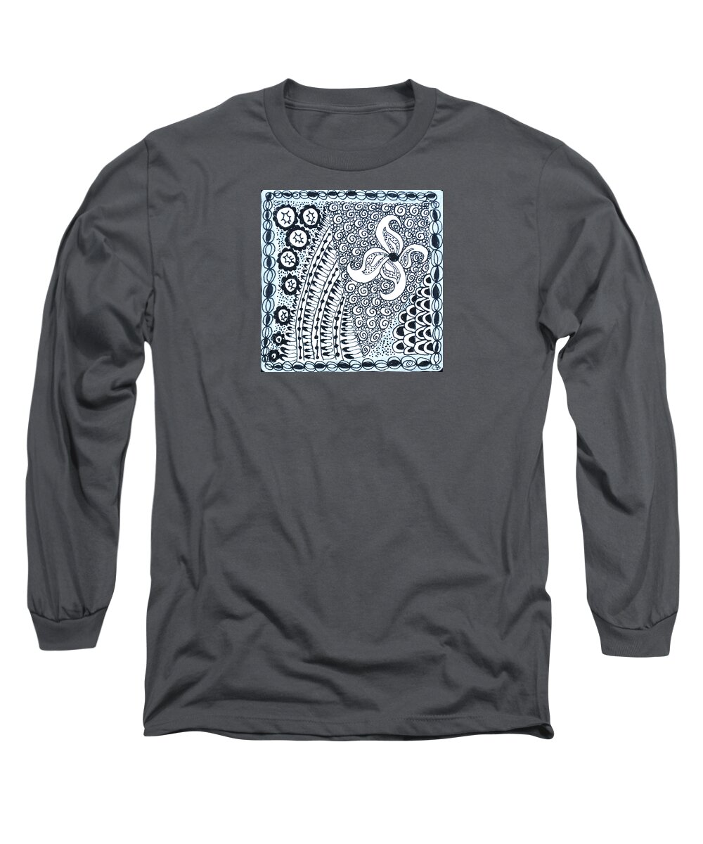 Zentangle Long Sleeve T-Shirt featuring the drawing Starfish by Carole Brecht