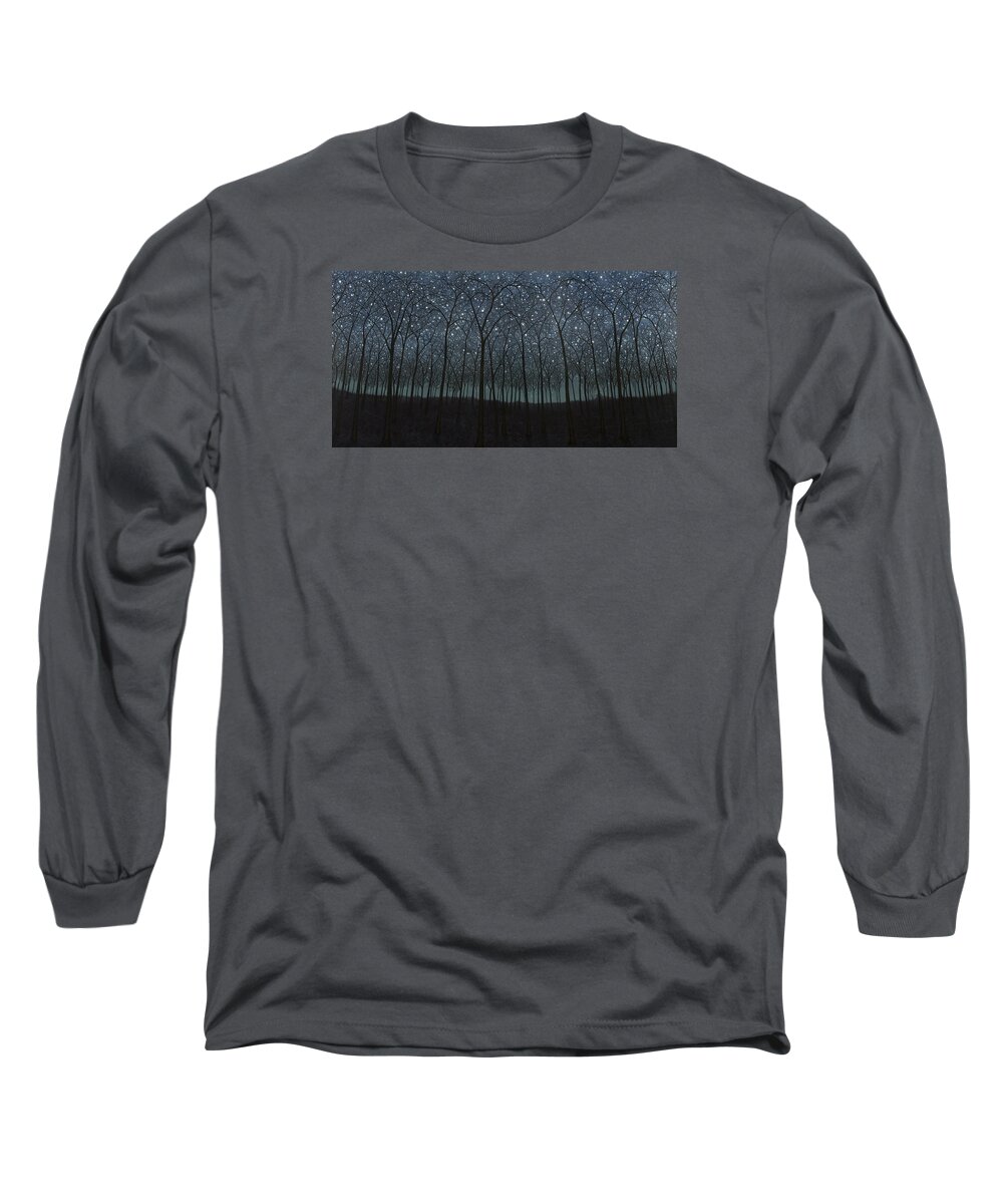 Stars Long Sleeve T-Shirt featuring the painting Starry Trees by James W Johnson