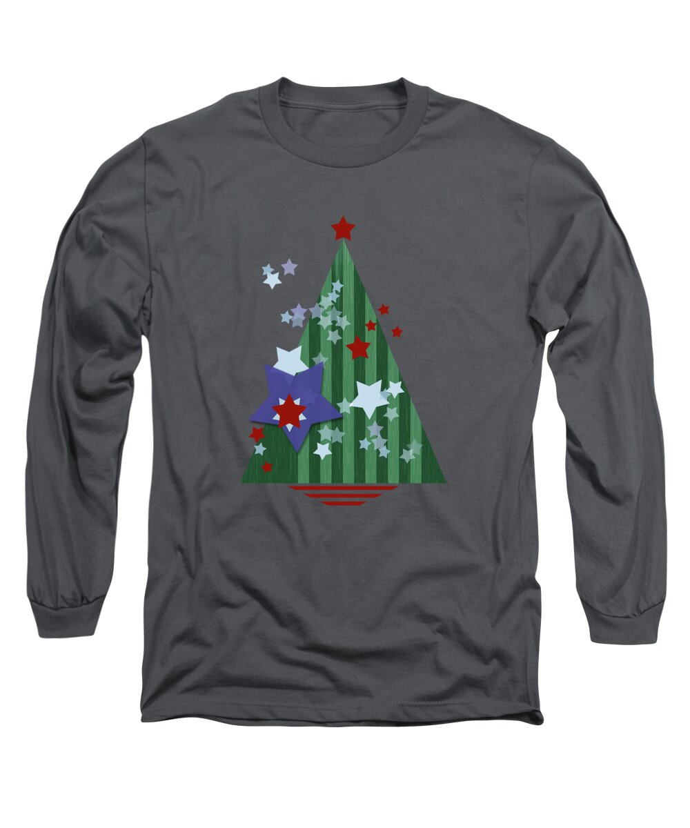  Long Sleeve T-Shirt featuring the digital art Stars And Stripes - Christmas Edition by Augenwerk Susann Serfezi