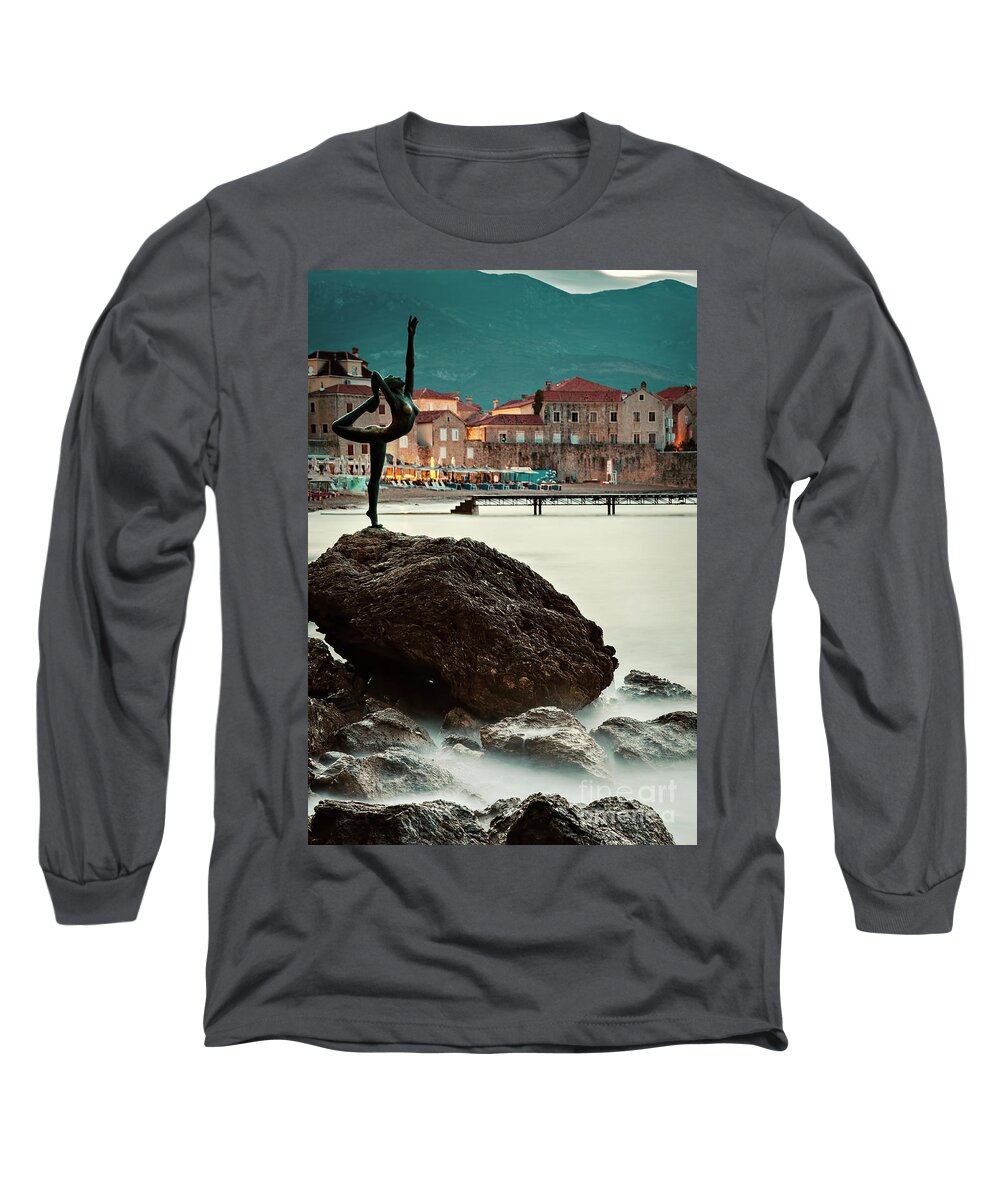 Ballerina Long Sleeve T-Shirt featuring the photograph Statue in Budva Montenegro by Sophie McAulay