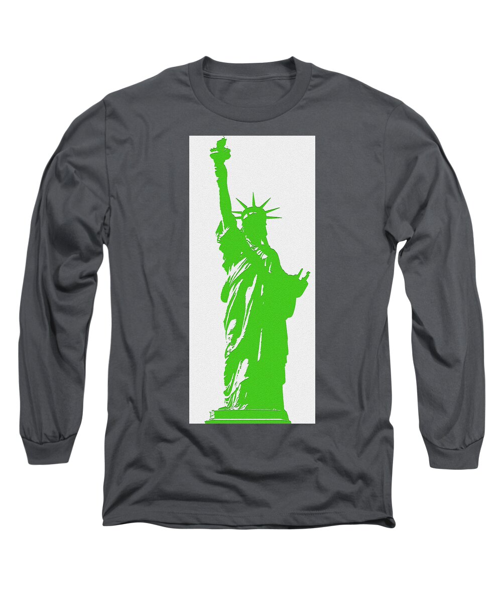Statue Of Liberty Long Sleeve T-Shirt featuring the digital art Statue of Liberty No. 9-1 by Sandy Taylor