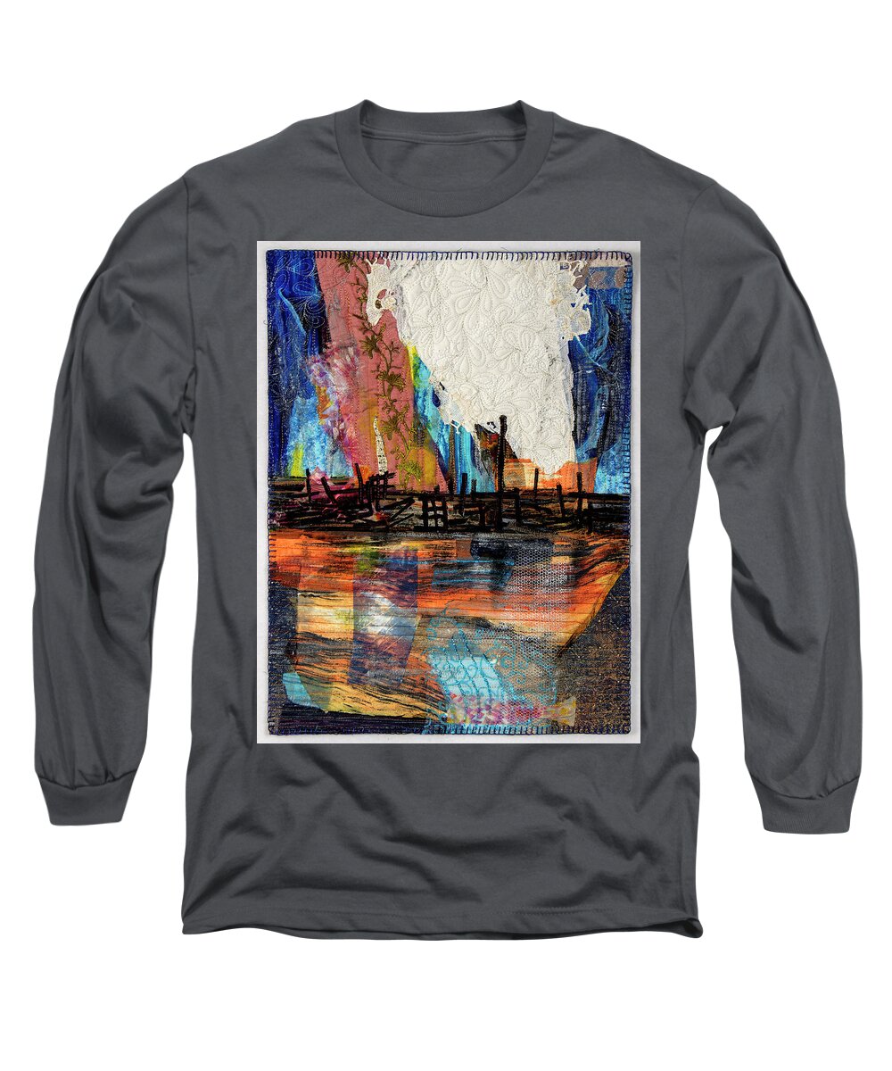 Steel Long Sleeve T-Shirt featuring the tapestry - textile Steel Mills at Night by Martha Ressler