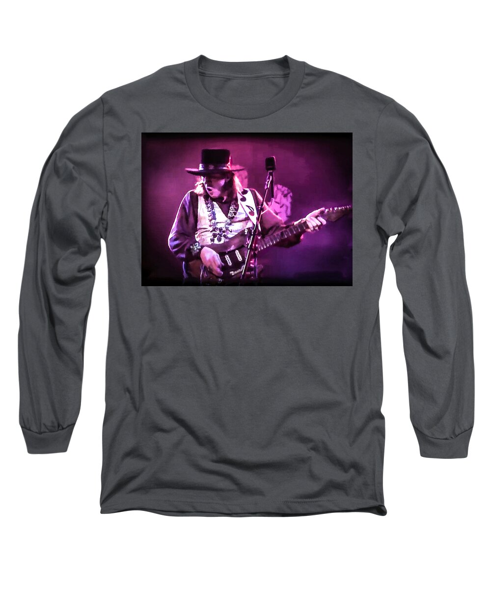 Musicians Long Sleeve T-Shirt featuring the photograph Stevie Ray Vaughan - Change it by Glenn Feron