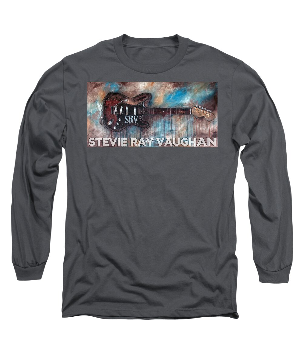 Stevie Ray Vaughan Long Sleeve T-Shirt featuring the painting Stevie Ray Vaughan Double Trouble by Sean Parnell
