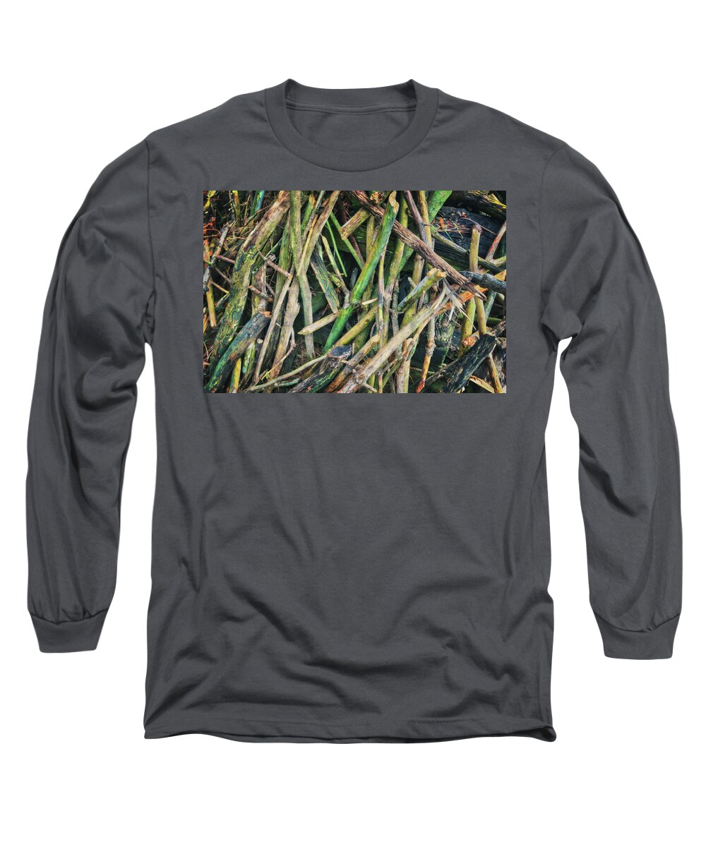 Wisconsin Landscape Long Sleeve T-Shirt featuring the photograph Stick Pile at Retzer Nature Center by Jennifer Rondinelli Reilly - Fine Art Photography