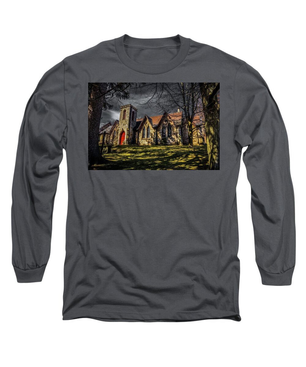 Christ Church Long Sleeve T-Shirt featuring the photograph Stone Church Hamilton by Karl Anderson