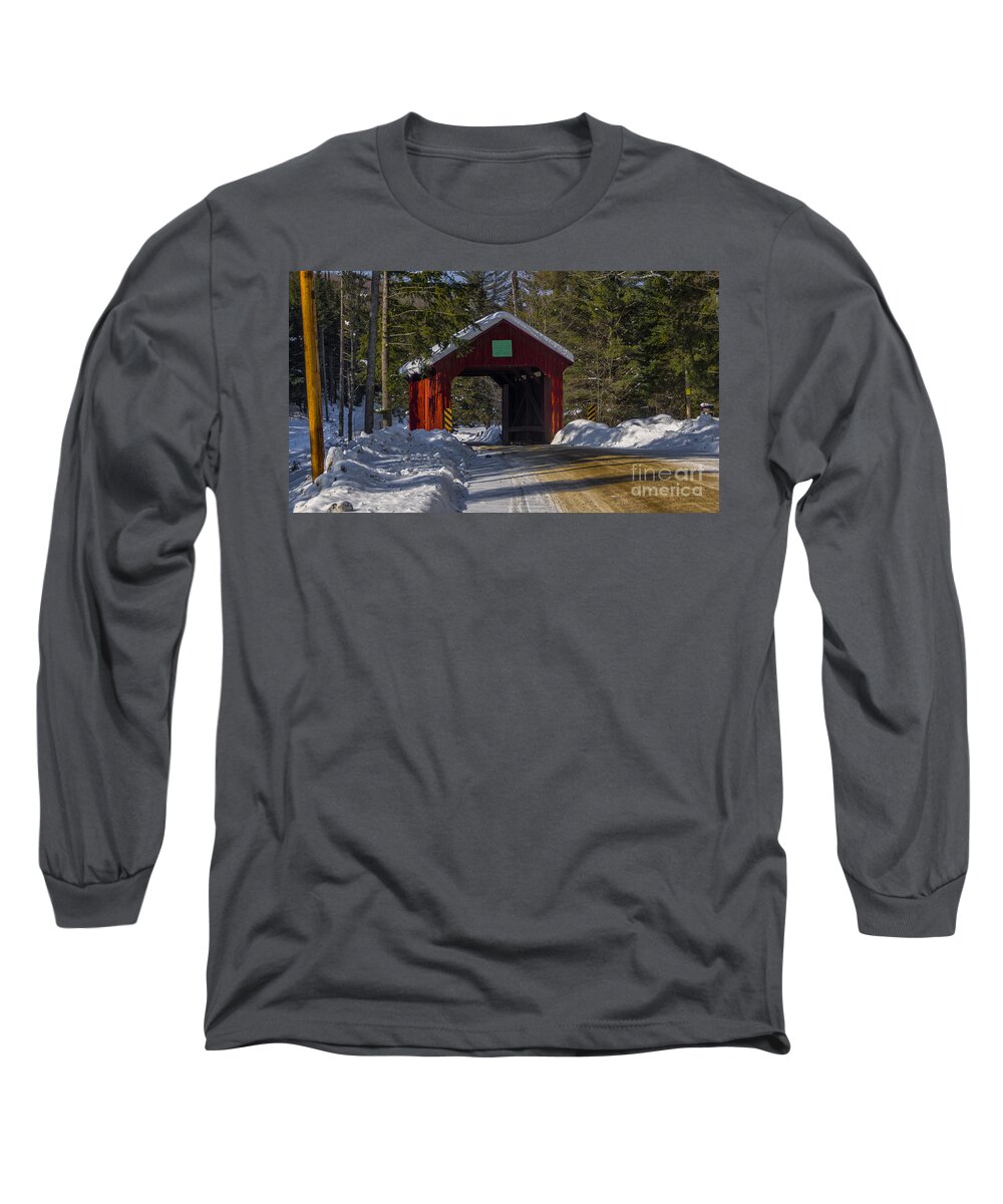 Stony Brook Covered Bridge Long Sleeve T-Shirt featuring the photograph Stony Brook Covered Bridge by Scenic Vermont Photography