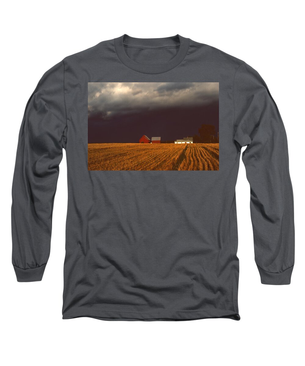 Field Long Sleeve T-Shirt featuring the photograph Storm Light At Great Village by Irwin Barrett