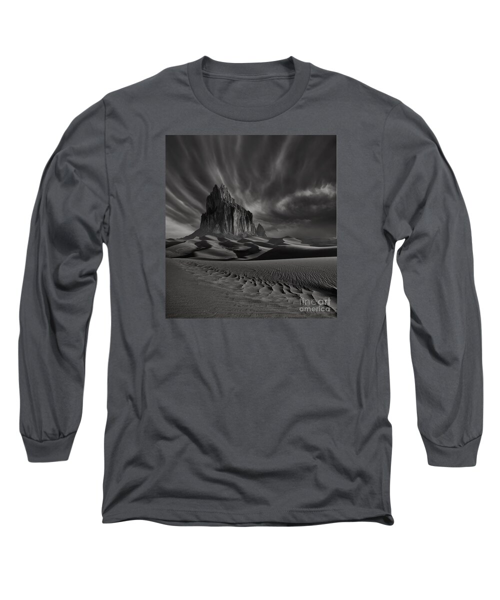Shiprock Long Sleeve T-Shirt featuring the photograph Storm over Shiprock New Mexico by Keith Kapple
