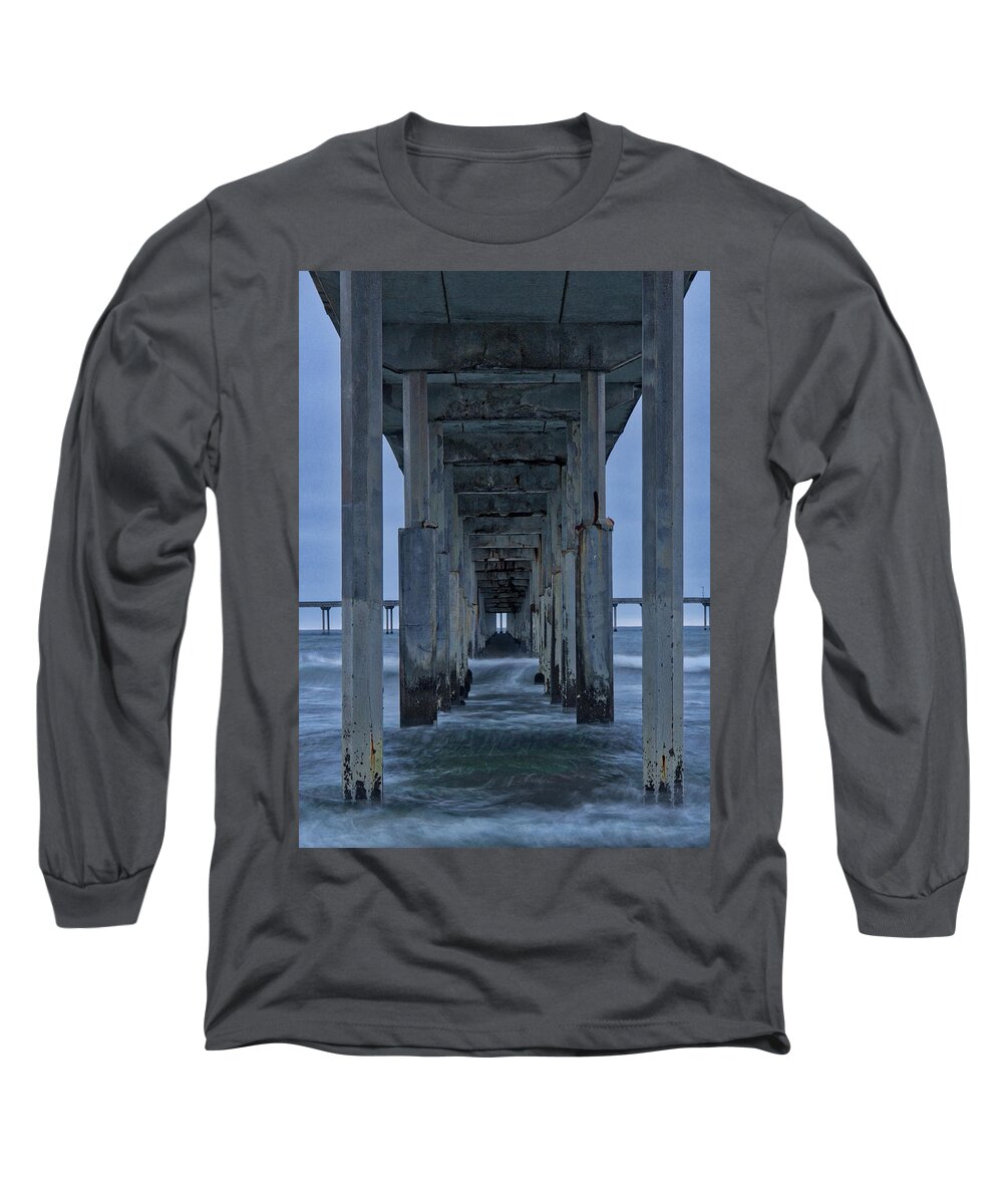 San Diego Long Sleeve T-Shirt featuring the photograph Stormy Pier in Ocean Beach by Bryant Coffey