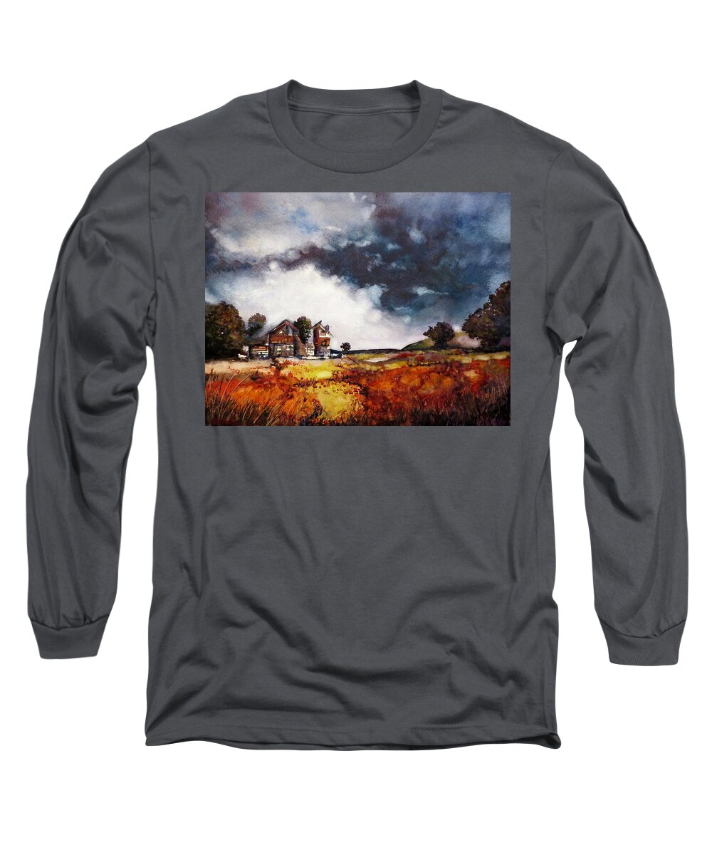 Painting Long Sleeve T-Shirt featuring the painting Stormy Skies by Geni Gorani