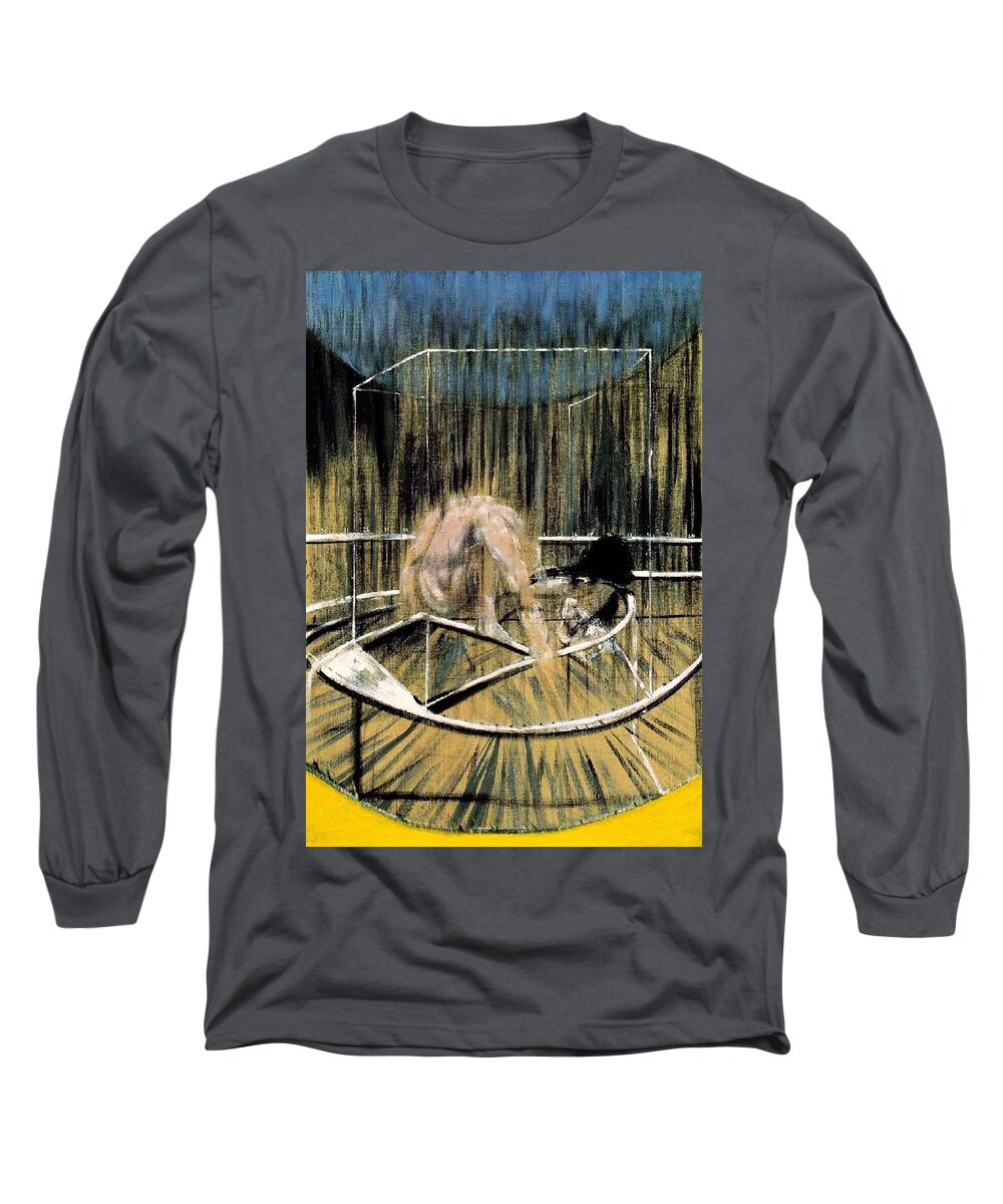 Francis Bacon Long Sleeve T-Shirt featuring the painting Study for Crouching Nude by Francis Bacon