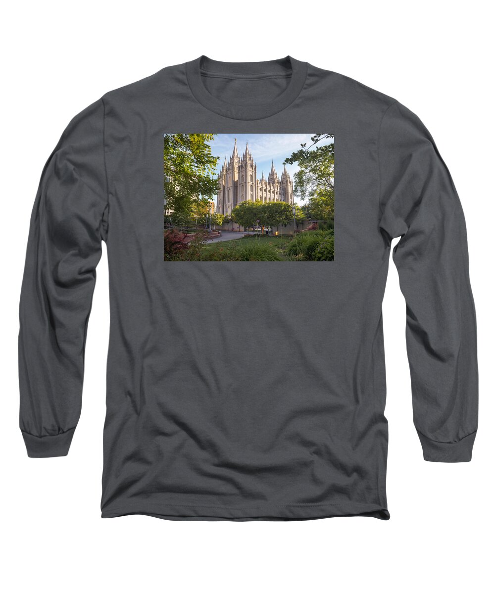 Salt Lake Temple Long Sleeve T-Shirt featuring the photograph Summer at Temple Square by Emily Dickey