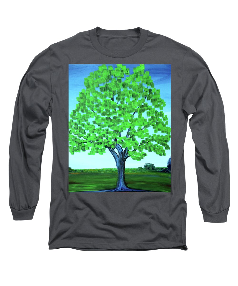 Tree Long Sleeve T-Shirt featuring the painting Summer by Frank Botello