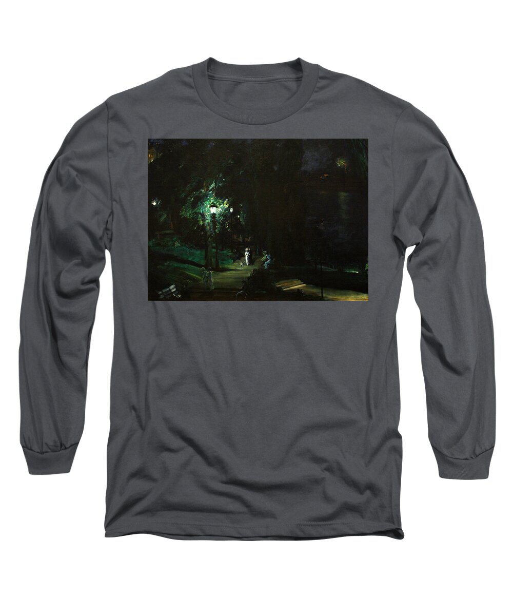 George Bellows Long Sleeve T-Shirt featuring the painting Summer Night Riverside Drive by George Bellows