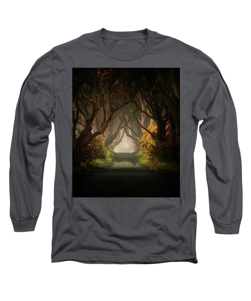 Dark Hedges In Northern Ireland Long Sleeve T-Shirt featuring the photograph Summer's almost gone by Jaroslaw Blaminsky