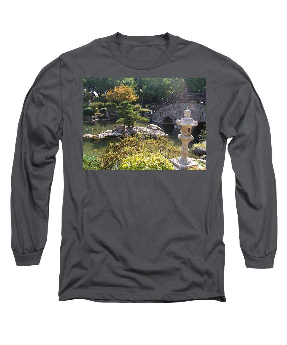 Japanese Garden Long Sleeve T-Shirt featuring the photograph Sun Over Bonsai by Colleen Cornelius