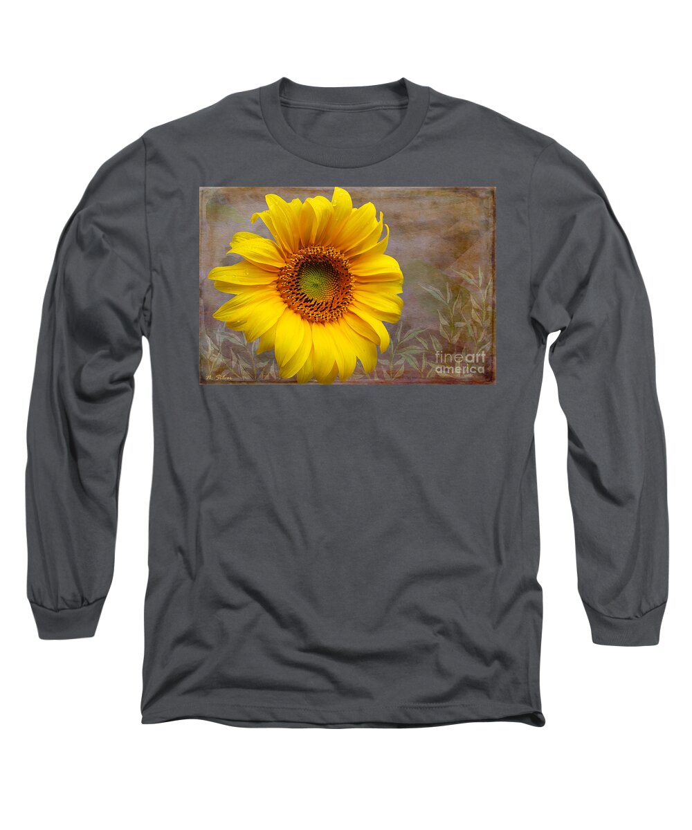 Painterly Long Sleeve T-Shirt featuring the photograph Sunflower Serenade by Nina Silver