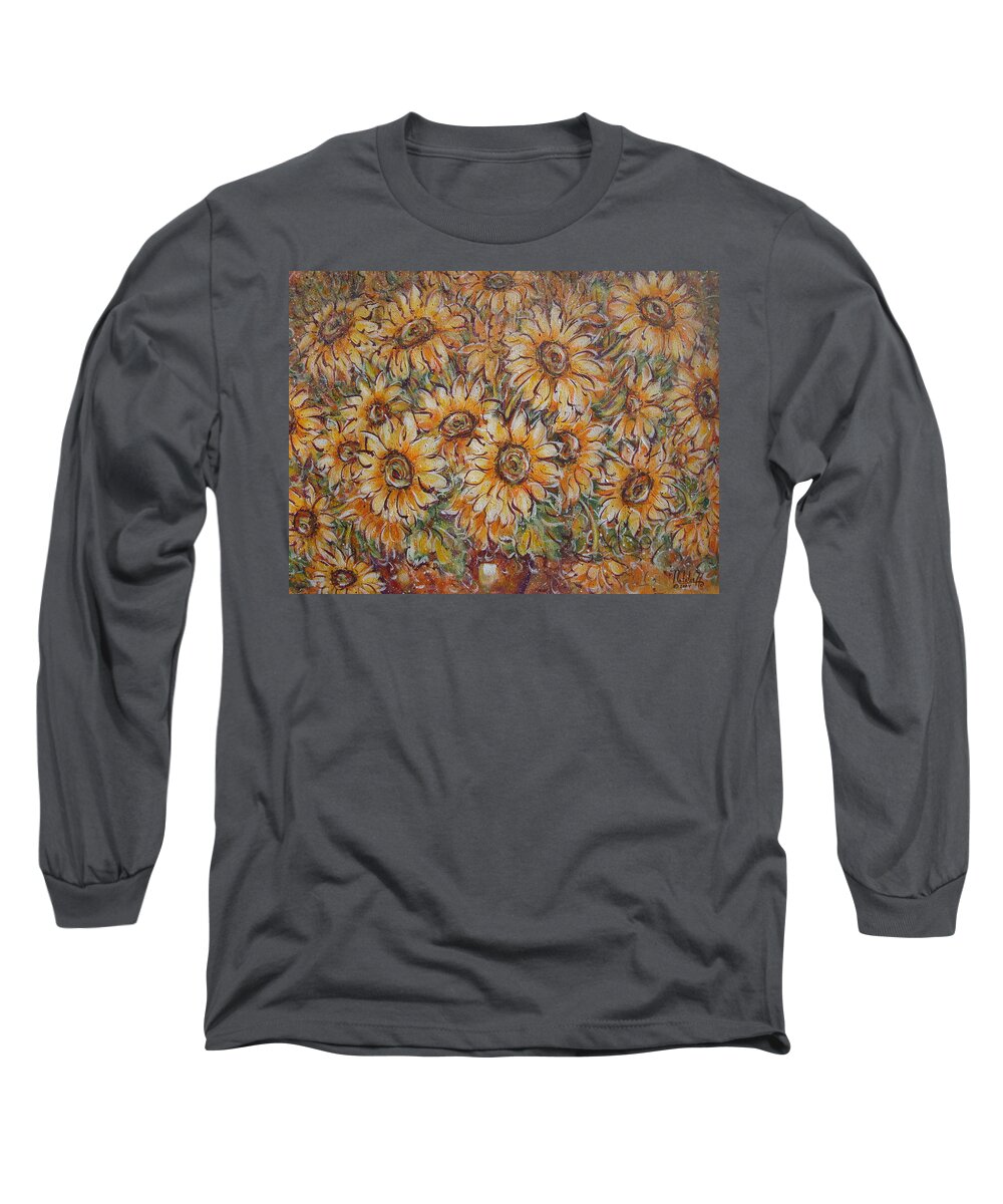 Flowers Long Sleeve T-Shirt featuring the painting Sunlight Bouquet. by Natalie Holland