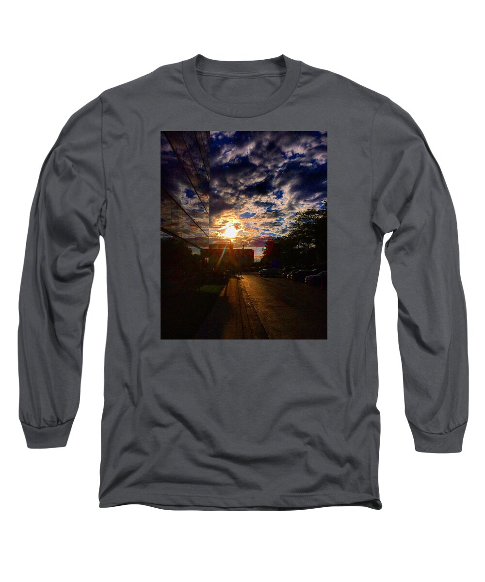 Clouds Long Sleeve T-Shirt featuring the photograph Sunlit Cloud Reflection by Nick Heap