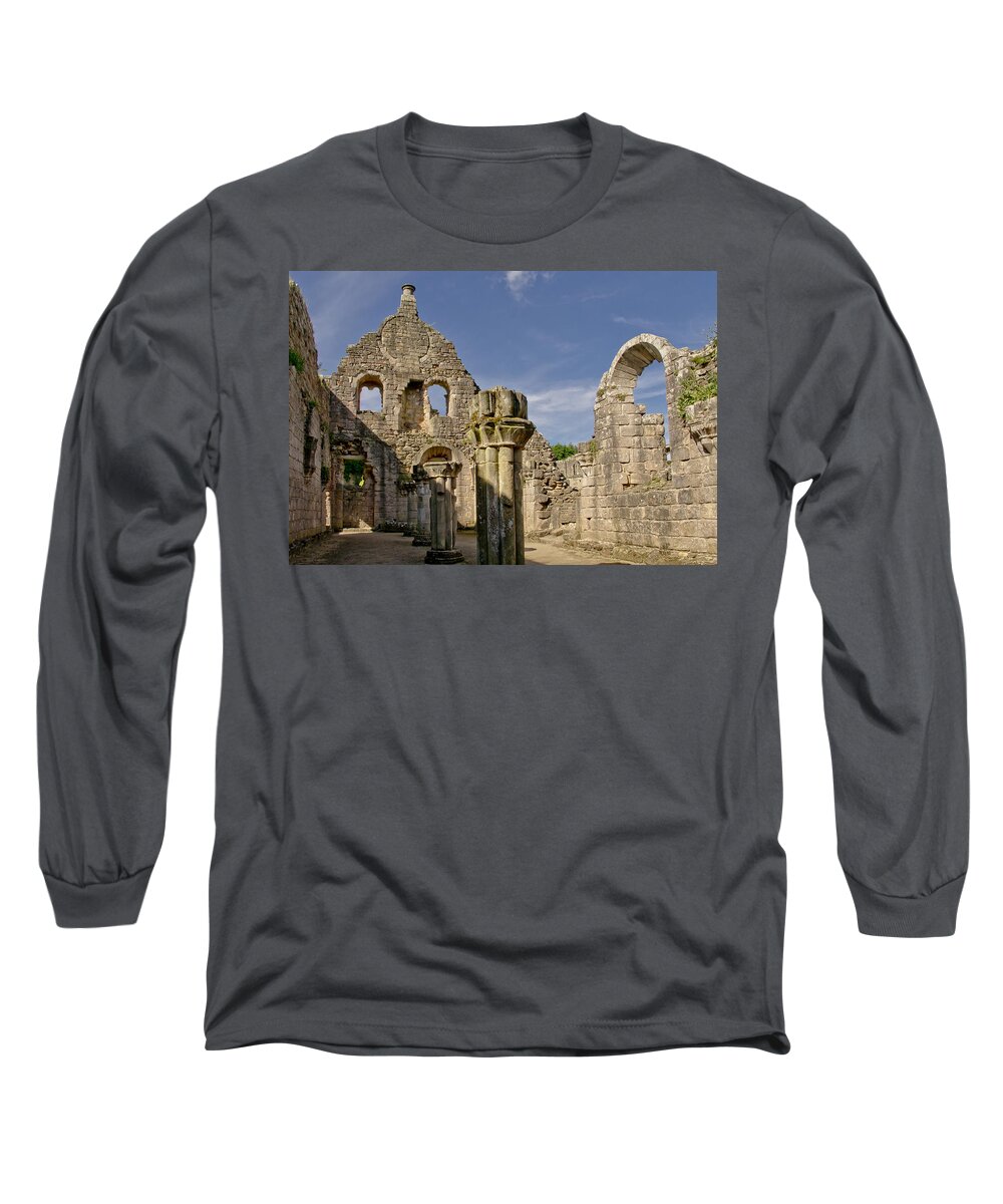 Reformation Long Sleeve T-Shirt featuring the photograph Sunny Abbey Ruins by Elena Perelman