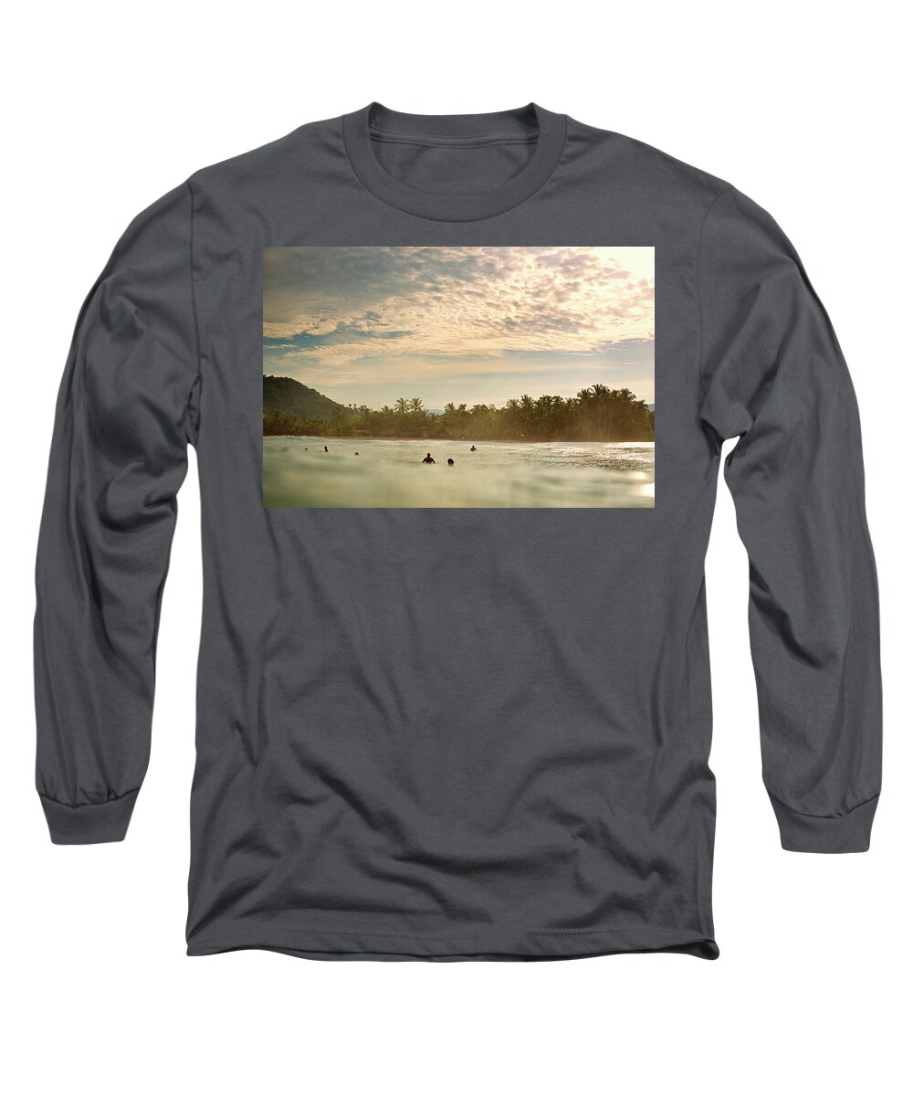 Surfing Long Sleeve T-Shirt featuring the photograph Sunrise Surfers by Nik West