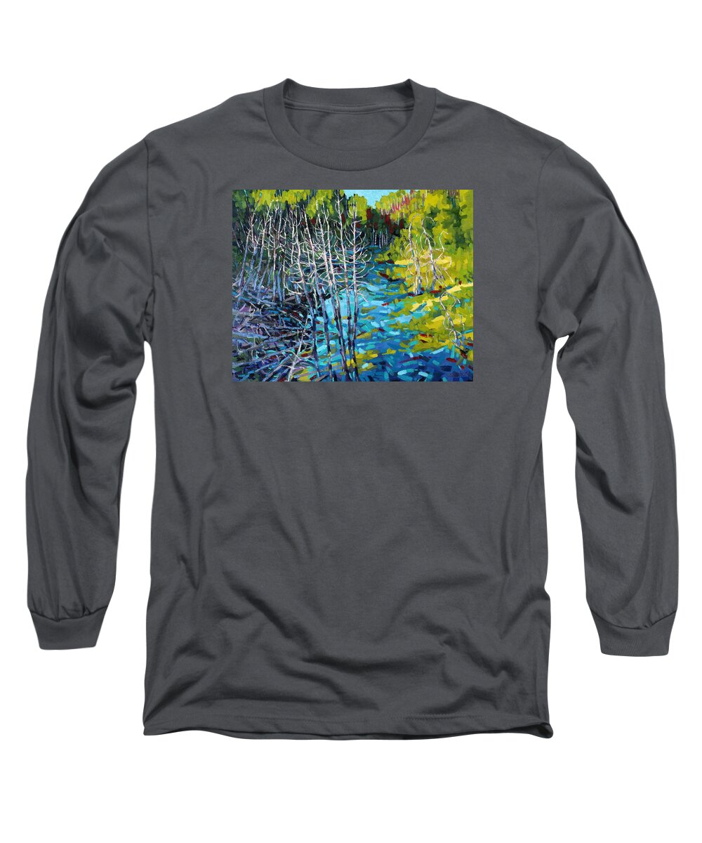 Swamp Long Sleeve T-Shirt featuring the painting Sunrise Swamp by Phil Chadwick