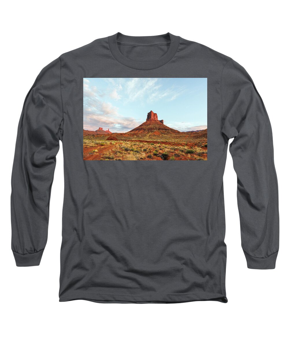 Brush Long Sleeve T-Shirt featuring the photograph Sunset at the Castleton Tower by Jim Thompson