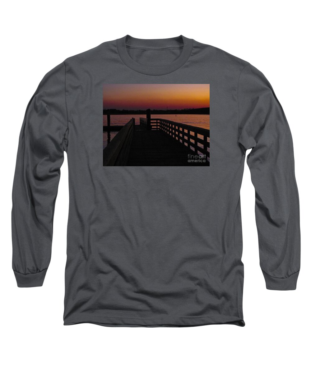 Living Room Long Sleeve T-Shirt featuring the photograph Sunset Dock by Johnnie Stanfield
