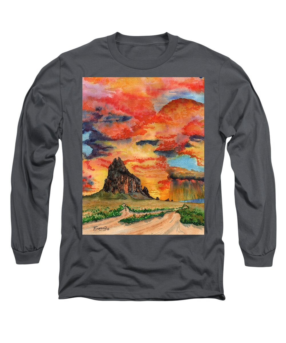 Tim Gordon Long Sleeve T-Shirt featuring the painting Sunset in the west by Timithy L Gordon