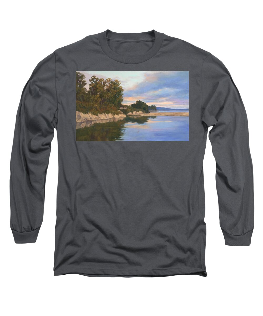 Sunset Long Sleeve T-Shirt featuring the pastel Sunset on Goleta Slough II by Candice Ferguson