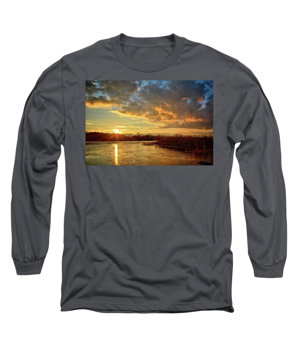 Sunset Long Sleeve T-Shirt featuring the photograph Sunset Over Marsh by Bonfire Photography