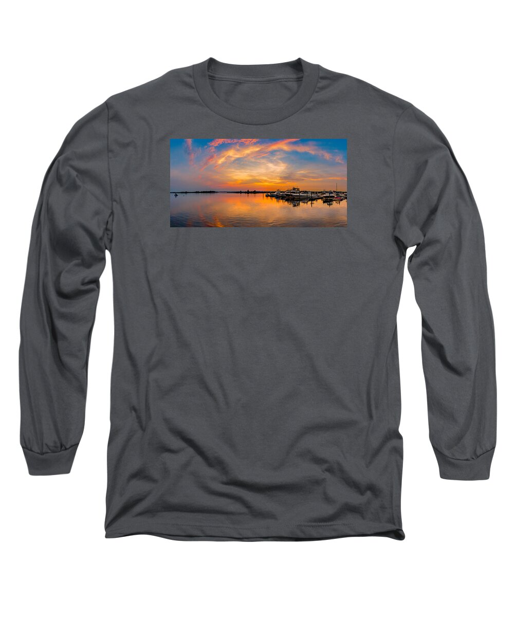 Jersey Shore Long Sleeve T-Shirt featuring the photograph Sunset Over Shrewsbury Bay by Mark Rogers