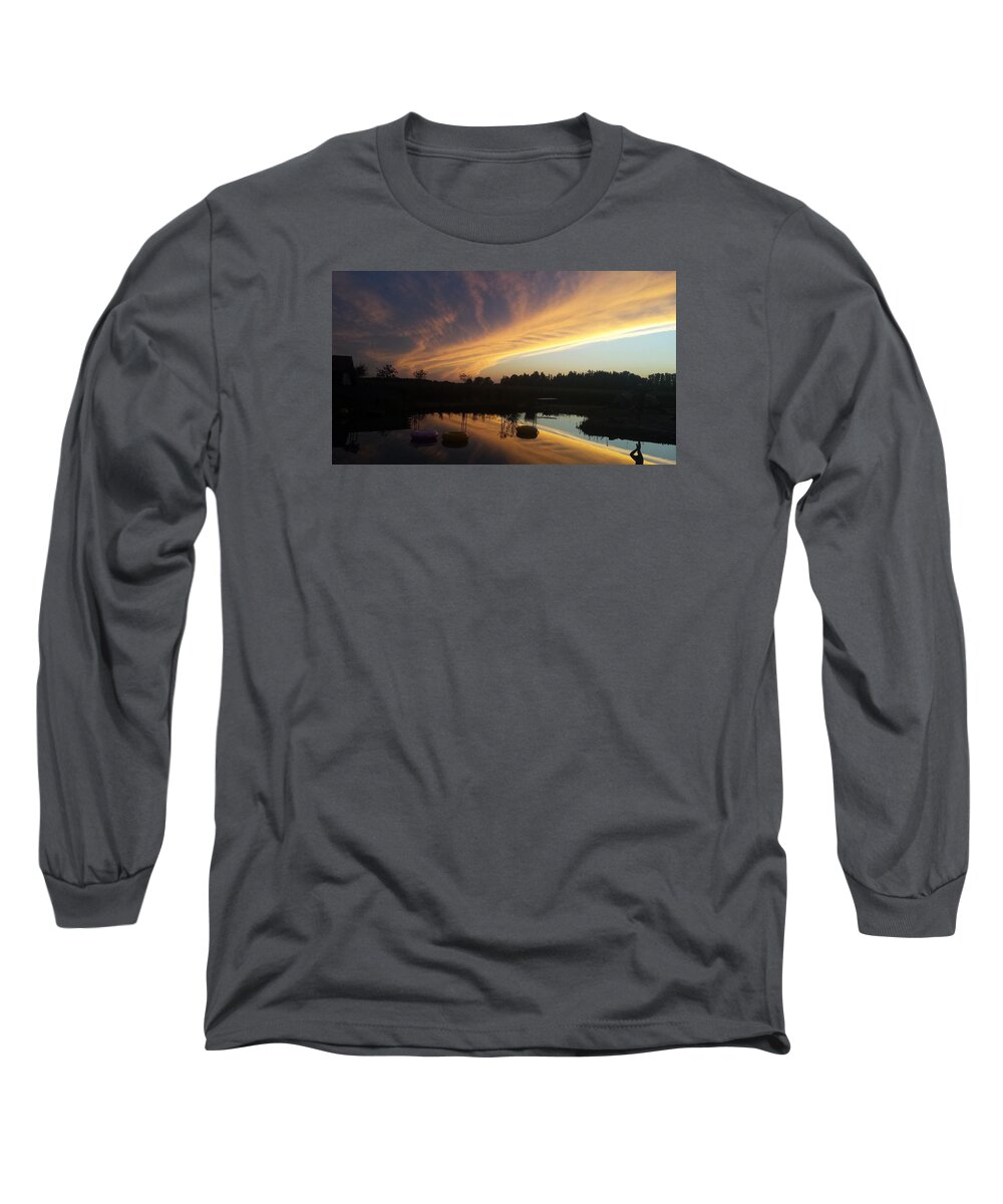 Sunset Long Sleeve T-Shirt featuring the photograph Sunset reflection in water by Kay Klinkers