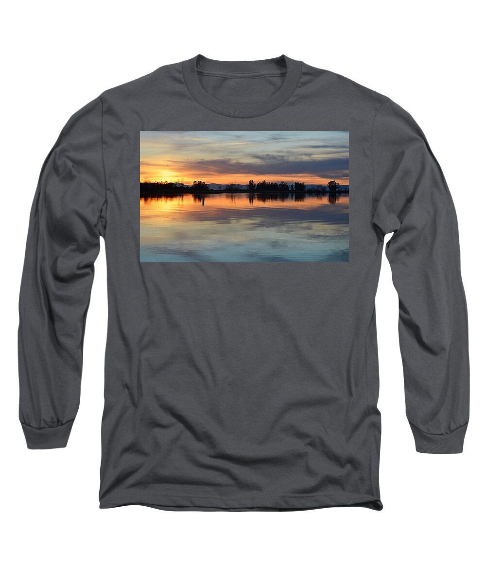 Sunset Long Sleeve T-Shirt featuring the photograph Sunset Reflections by AJ Schibig
