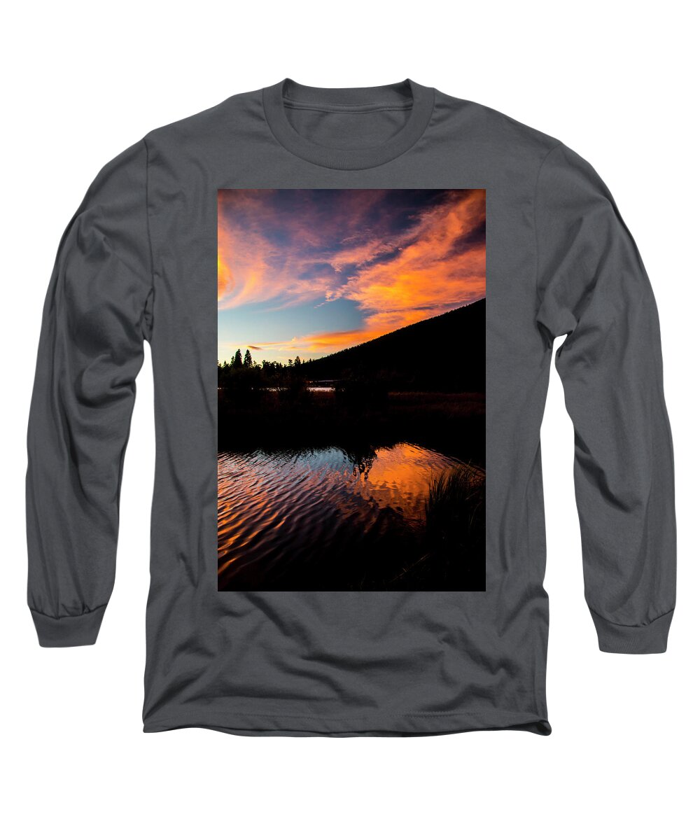 Black Butte Long Sleeve T-Shirt featuring the photograph Sunset Reflections by Doug Scrima