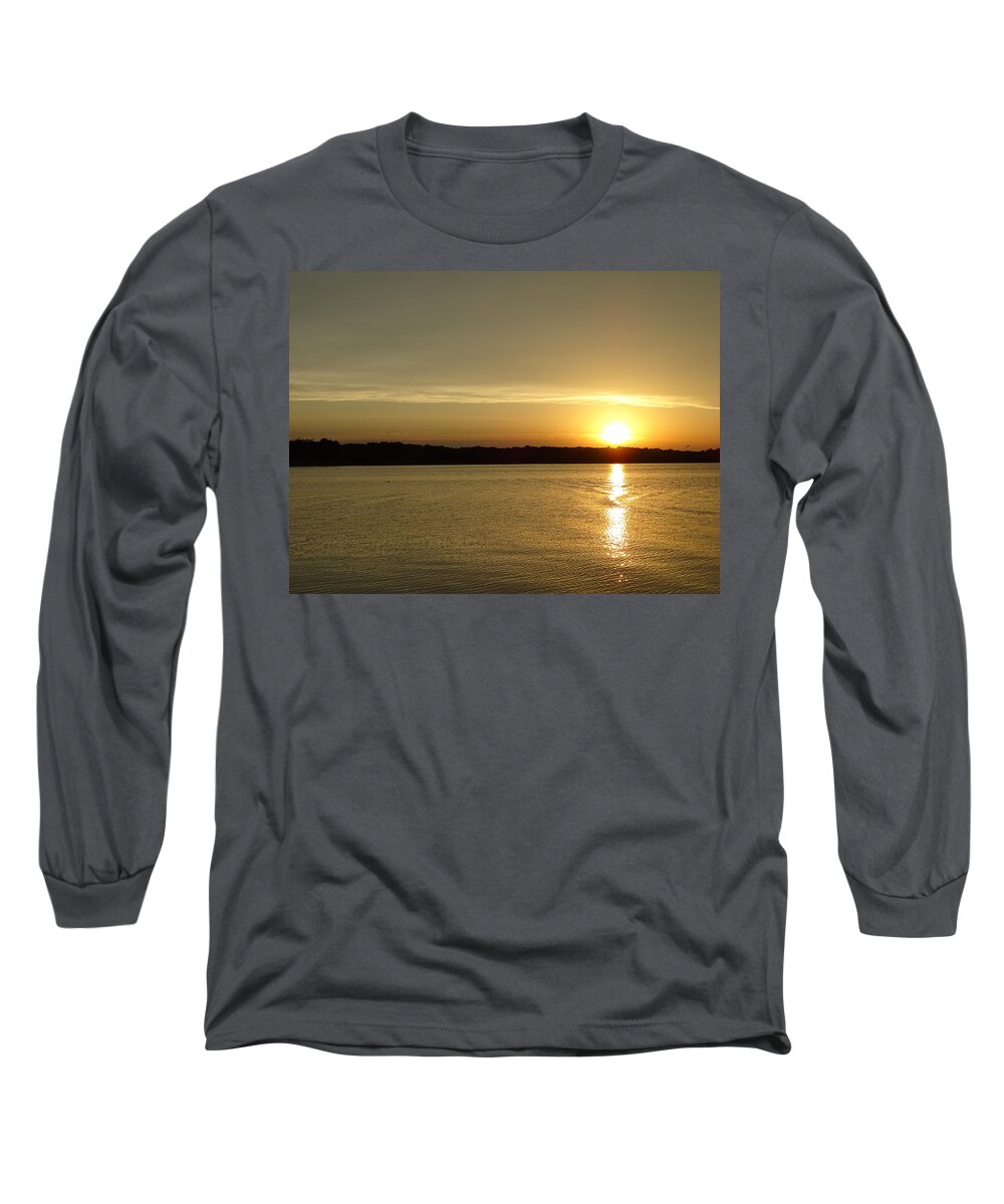 Sunset Long Sleeve T-Shirt featuring the photograph Sunset Shelbyville IL by Theresa Campbell