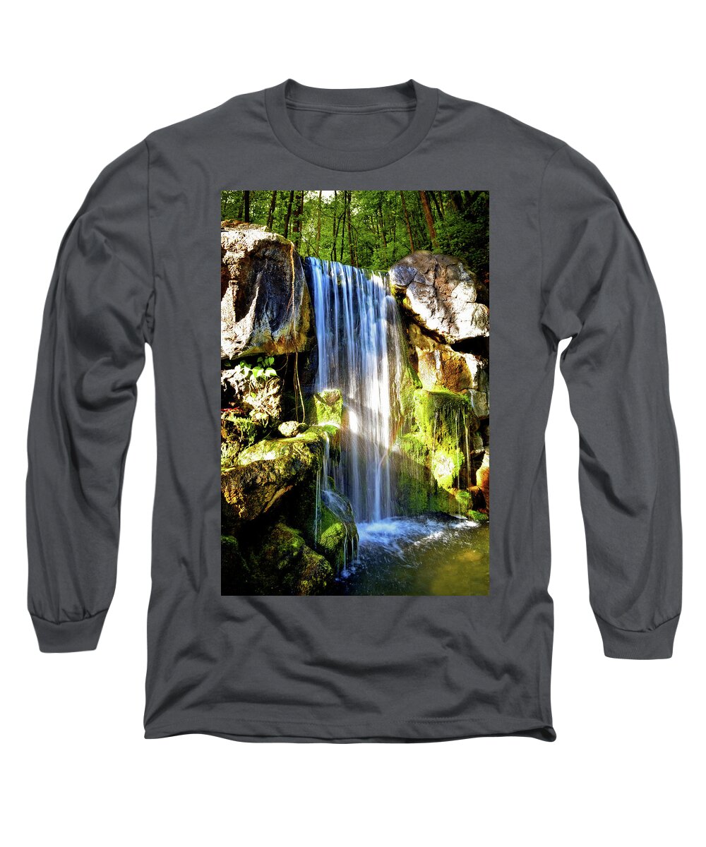 Hawaii Waterfall Long Sleeve T-Shirt featuring the photograph Sunshine Falls by Lisa Lambert-Shank