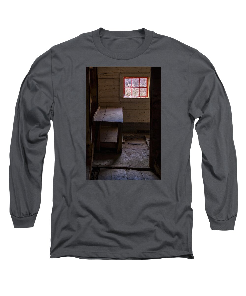 Sunset Lake Road West Brattleboro Vermont Long Sleeve T-Shirt featuring the photograph Table And Window by Tom Singleton