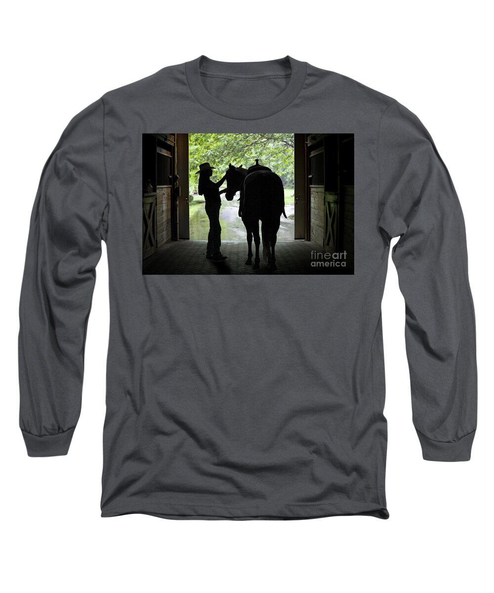 Horse Long Sleeve T-Shirt featuring the photograph Tackin' Up by Nicki McManus