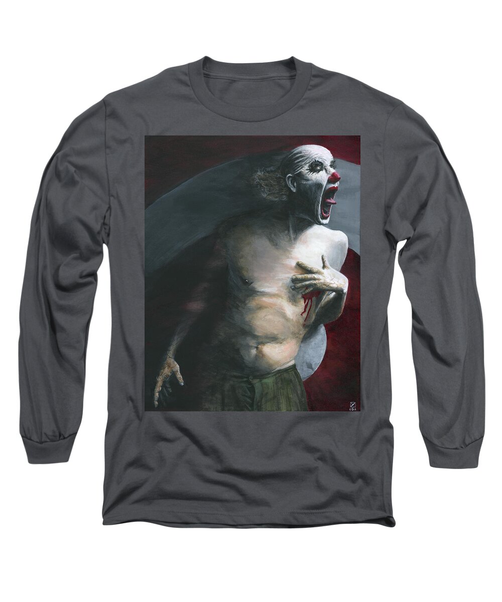 Clown Long Sleeve T-Shirt featuring the painting Target Practice by Matthew Mezo