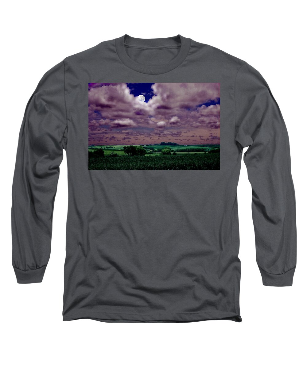 Landscape Long Sleeve T-Shirt featuring the photograph Tarkio Moon by Steve Karol