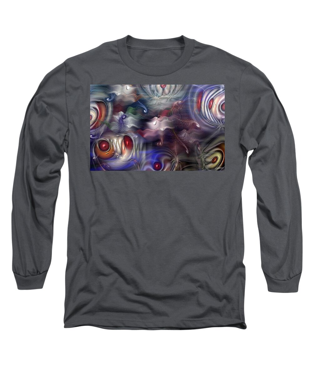Abstract Long Sleeve T-Shirt featuring the digital art Televisia by Casey Kotas