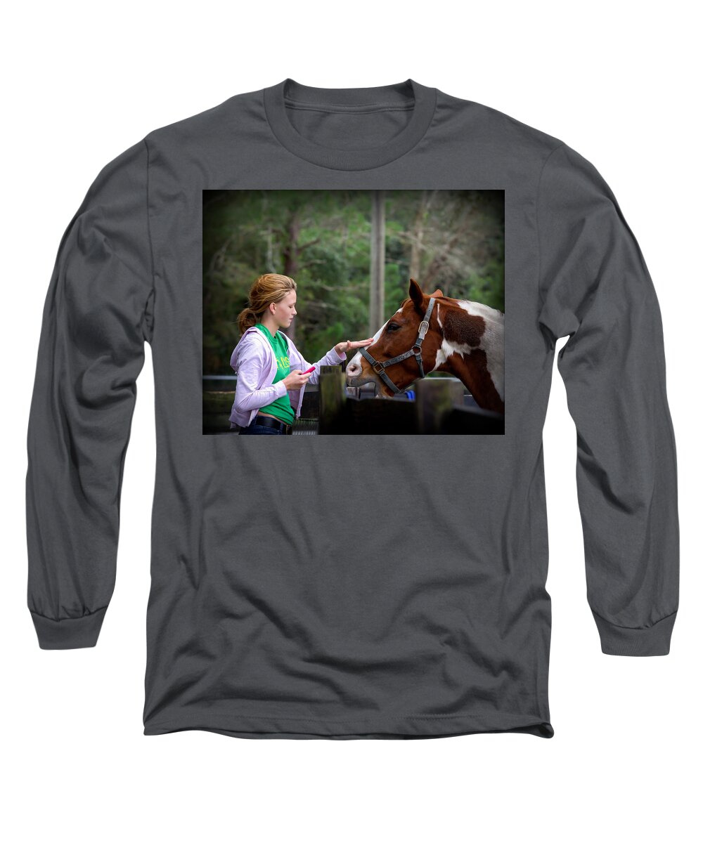 Horse Long Sleeve T-Shirt featuring the photograph Tender Touch by Jaime Mercado