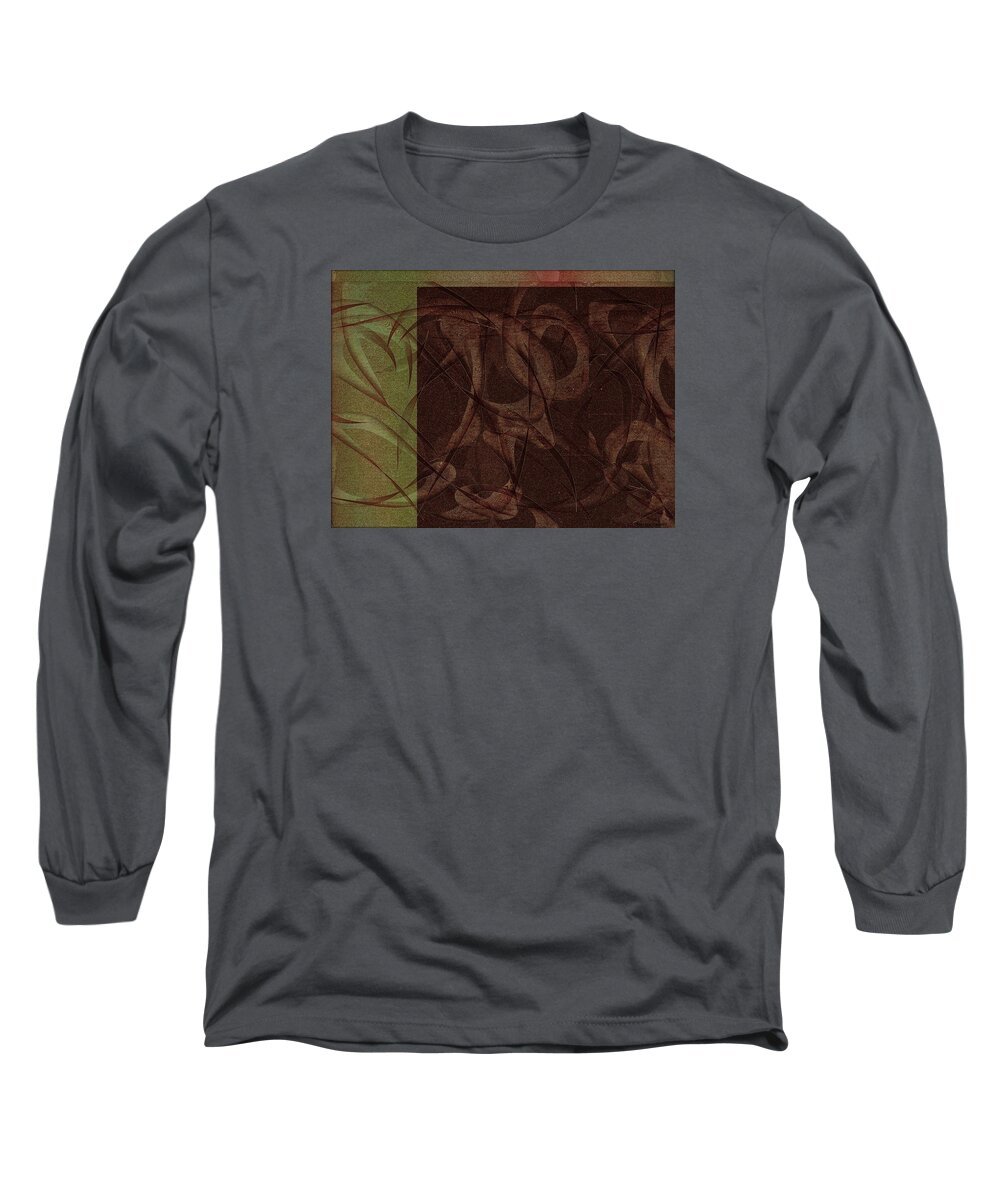 Two Tone Long Sleeve T-Shirt featuring the painting Terpsichore Abstract by Marian Lonzetta