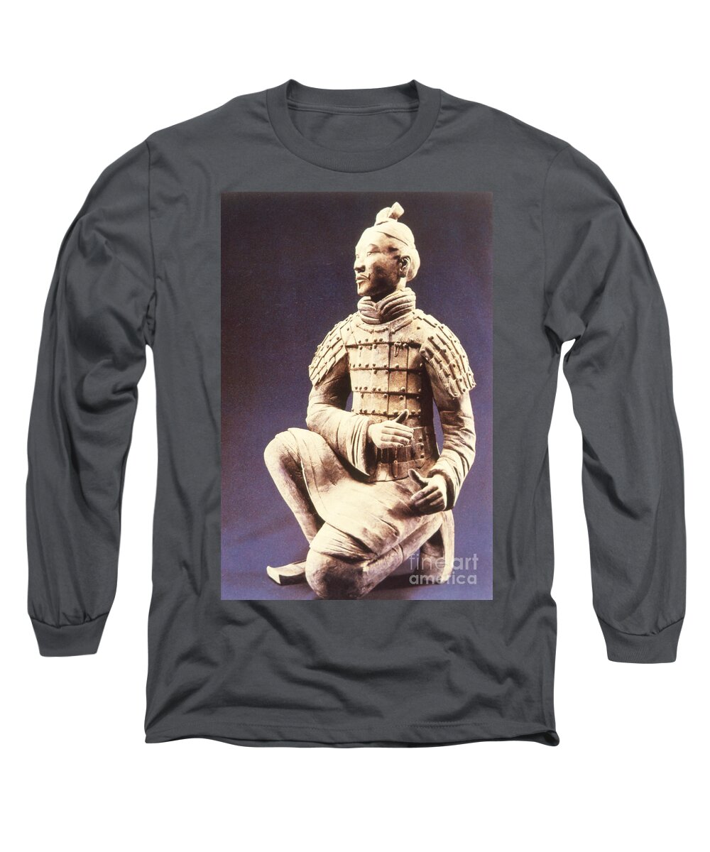 Terracotta Army Long Sleeve T-Shirt featuring the photograph Terracotta Soldier by Heiko Koehrer-Wagner