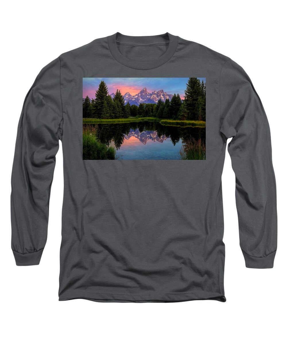 Tetons Long Sleeve T-Shirt featuring the photograph Teton Mornig Glow by Ryan Smith